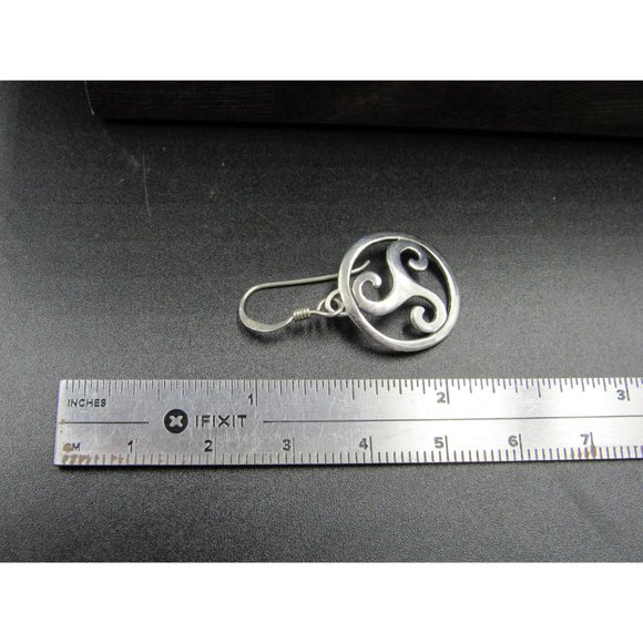 Sterling Silver Druid Symbol Dangle Earrings Vintage Wedding Engagement - Picture 5 of 6